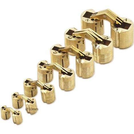 TAISHENGDA - Mini-Zylinderscharniere 10 mm für Schranktürpaneelverbindungen, kleine DIY-Boxen, handgefertigte verdeckte Scharniere aus mattem Messing, 180 Grad Öffnungswinkel, 8 Stück (1/5)