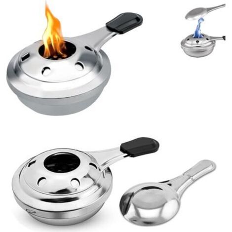 Brûleur À Fondue à Alcool, Brûleur à alcool 2 pièces, brûleur à pâte en acier inoxydable 15,5 x 9,5 cm, allume-fondue, brûleur à pâte, pour fondue en plein air, camping, randonnée, pique-nique (1/5)