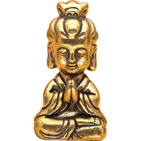 Petite statue de bureau Bouddha Guanyin en laiton, décoration spirituelle et méditative