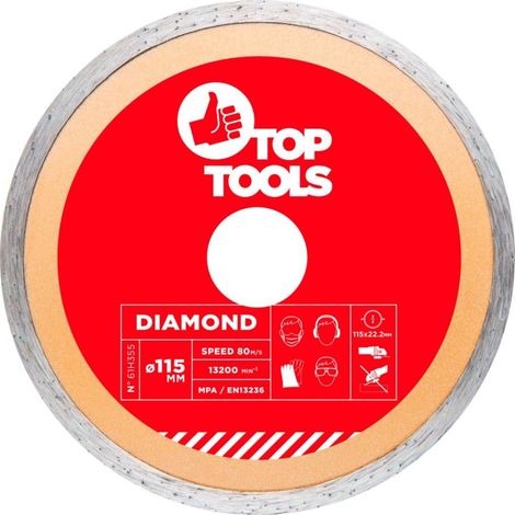 Top Tools - Hoja de diamante macizo de 115 mm - para cortar hormigón y piedra