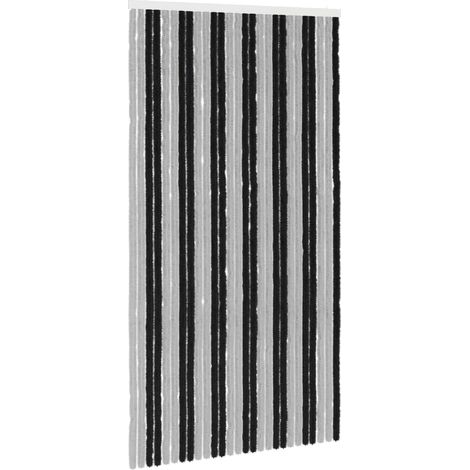 Cortina de Insectos de Chenilla Gris y Negro 118 x 220 cm vidaXL