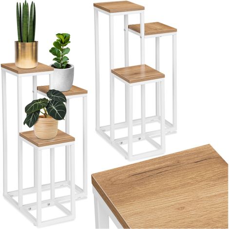 Présentoir à fleurs scandinave Munir, blanc artisanal (1/5)