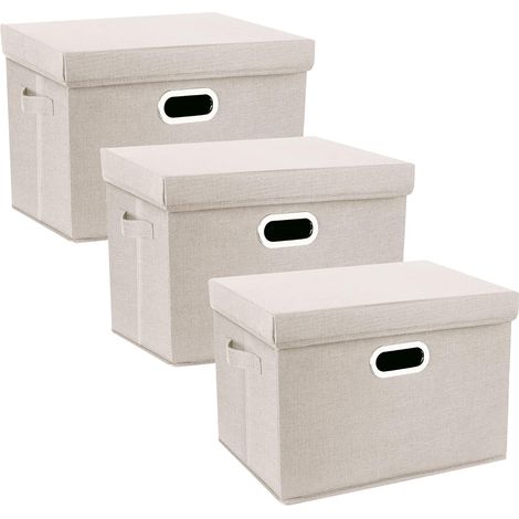 Lot de 3 Boîte de rangement, 44x30x29 cm, Tissu polyester, Pliable, Lavable, Pour maison et bureau (1/5)