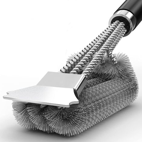 1 Brosse Barbecue,Grattoir Inox,Poils Laiton,Manche Isolant 45cm,Gaz Charbon Électrique (1/5)