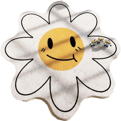 Badematte – Rutschfest – Saugfähig – 60 x 90 cm – Smiley- und Sonnenblumenmuster – 1 Stück (1/5)