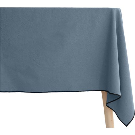 Nappe en coton teint lavé - Bleu Orage - 160 x 250 cm (1/2)