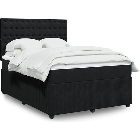 Boxspringbett mit Matratze Schwarz 140x200 cm Samt