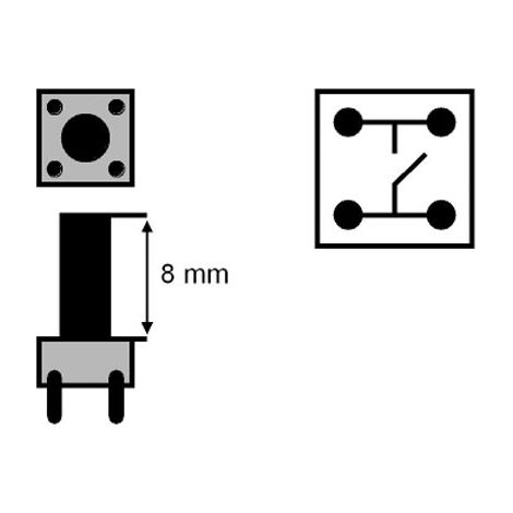 Pulsante Touch 6x6mm Altezza totale 13mm Tact-613n-f Sw058-0230f