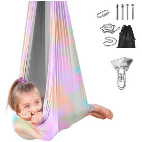 Hamac rotatif à 360°, hamac pour enfants, balançoire intérieure et extérieure, convient aux enfants, 280x150cm (1/5)