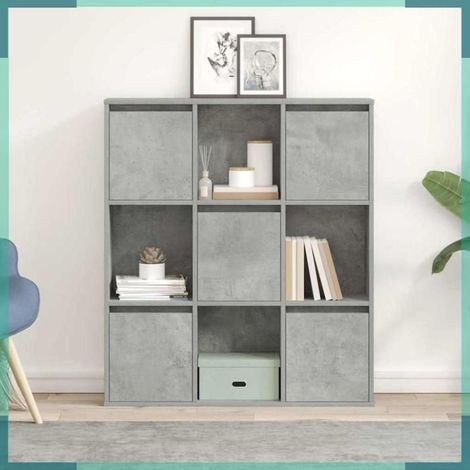860403 Bibliothèque gris béton 89x24x101,5 cm bois d'ingénierie (1/5)