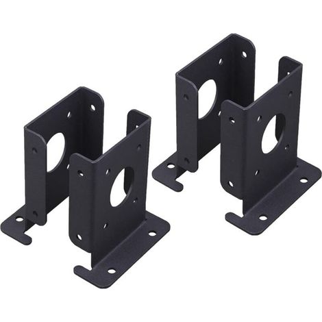 Ancrage de poteau robuste Pergola de support stable Support de poteau de bote aux lettres, 4 ancrages stables pour pergola, demi-base noire pour poteaux en (1/4)
