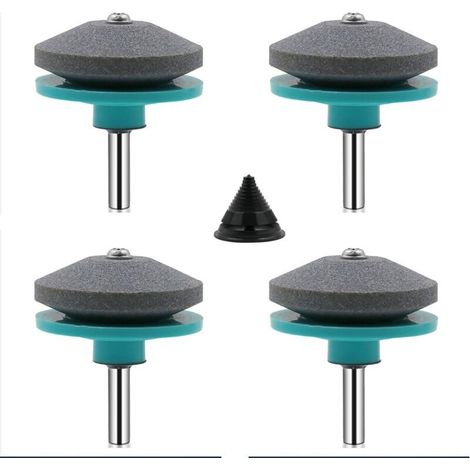 4 Pièces Affuteur Lame Tondeuse Gazon Universel Aiguiseur de Tondeuse Accessoires pour Tondeuses avec 1Pcs Kit D'équilibrage de Lame. (vert et bleu) (1/5)