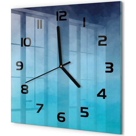 Horloge Murale Carrée Chambre Silencieuse en Verre Sans Tic-Tac Design Moderne Fumée 30x30 cm (1/5)
