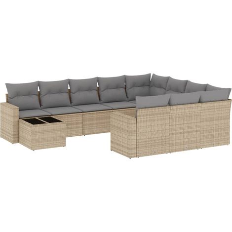 Maison Exclusive - Set de sofás de jardín 11pzas con cojines ratá (1/5)