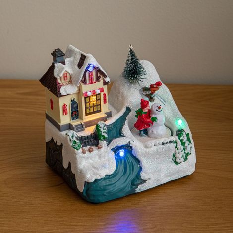 14cm Animated Frosty’s Snow LED Village Scene Christmas Decoration (1/5)