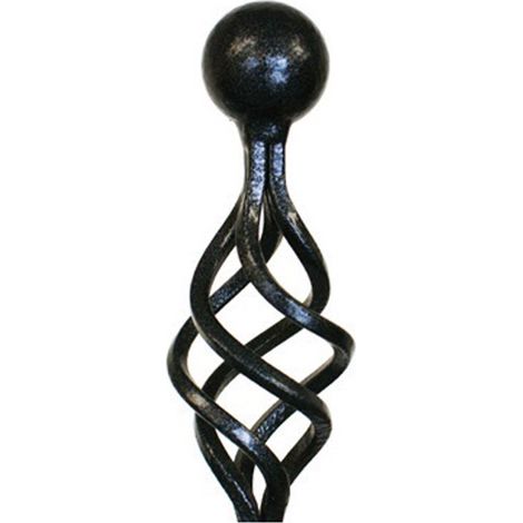 Ball and Cage Top - Decorative Top for Garden Plant Support - Solid Steel - Black