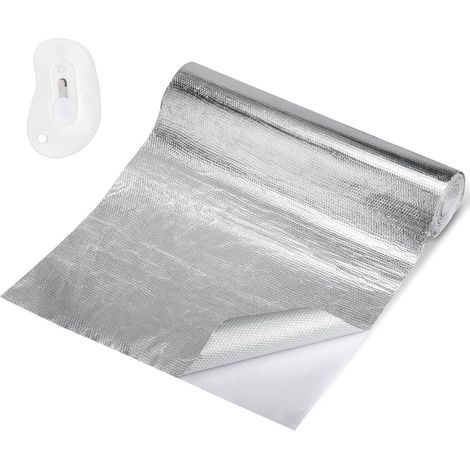 Barrière Thermique Aluminisée, 30x500cm Isolation Thermique en Feuille Aluminium, Isolant Thermique Fibre de Verre Pare Chaleur Adhesif, Bouclier Thermique pour tuyau et utilisation Automatique (1/5)