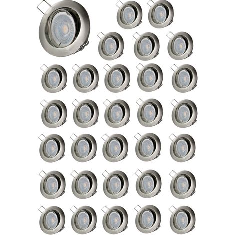 Lot de 30 Spot led orientable alu brossé 230v 7w 38° blanc chaud (1/4)