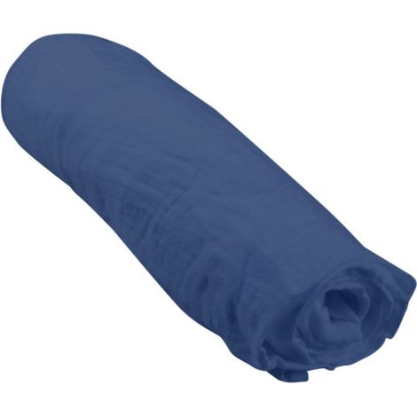 Drap Housse Bébé "Extensible" 60x120cm Bleu Foncé (1/4)