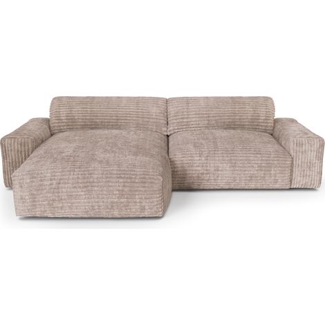Canapé angle gauche 4 places en velours côtelé xxl taupe (1/5)