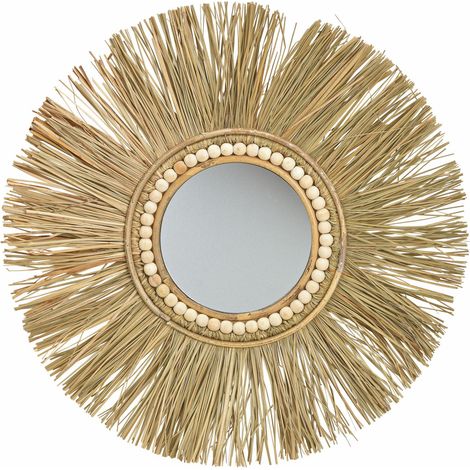 Seegras Wandspiegel - 55 cm - Naturfaser Bast Spiegel Wand Hänger Flur Deko rund