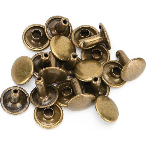200 Rivets à Double Capsule Rondes Clous Boutons pour Jeans Chaussures en Cuir Sacs Vêtements 10x10mm Bronze (1/5)