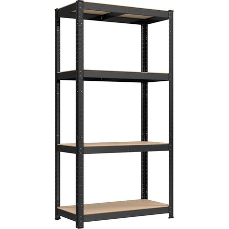 Scaffalatura per carichi pesanti a 4 ripiani unità di stoccaggio in acciaio scaffalatura per garage a montaggio rapido per cassette degli attrezzi capacità 520 kg 40 x 80 x 160 cm nero 120005562