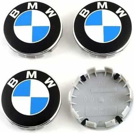 Lot de 4 caches moyeux 68mm pour BMW – Aluminium et plastique ABS – Installation simple – Améliore l'esthétique des jantes d'origine (1/5)