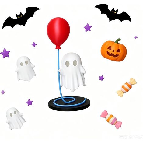 Décoration Halloween Lumineuse Fantôme Lumineux Adorable Festif Décoration D'Halloween À Piles Pour Maison, Appartement, Chambre D'Étudiant, Bureau, Ferme, Table De Bureau, Table, Étagère (1/5)