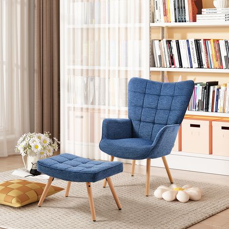 Tufted Armchair with Footstool (1/4)