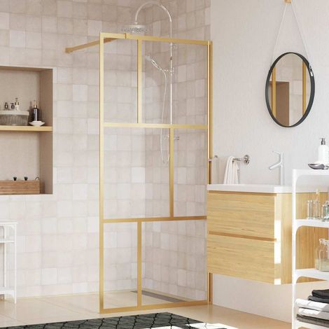 Paroi de douche pour douche à l'italienne en verre trempé de sécurité, doré, 80 x 195 cm (1/5)