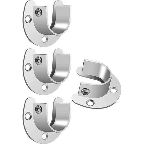4 Pcs Bracket of Tringle Penderie Brackets Round in stainless steel for Curtains of Shower 25 mm With Screw PZCC (1/4)