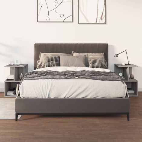 Mesitas noche 2 uds madera contrachapada gris Sonoma 35x35x55cm vidaXL