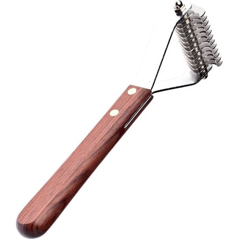 Coltello da stripping 12 lame con manico in legno per cani e gatti