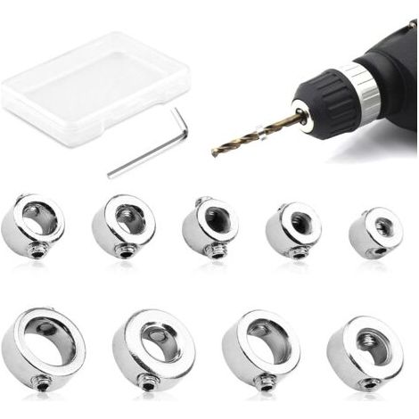 9pcs 3-12mm Foret Profondeur Butée Anneau, Butée De Profondeur De Foret En Acier Inoxydable Avec Clé Allen, Contrôle Précis De La Profondeur De Perçage Pour Projets De Bricolage Et Pro (1/5)