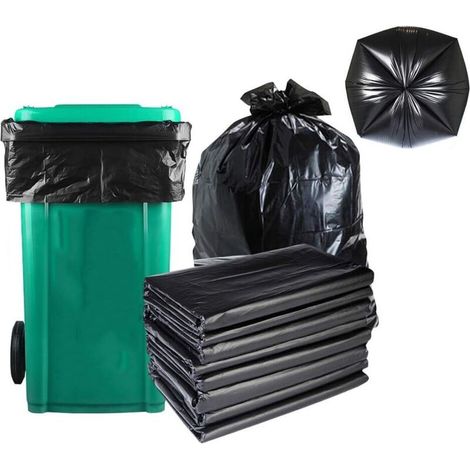 50 Stück Müllsäcke, schwarze Plastikmüllsäcke, große, dicke Müllsäcke, geeignet für Haushalt, Küche, Garten usw. (80 x 100 cm)