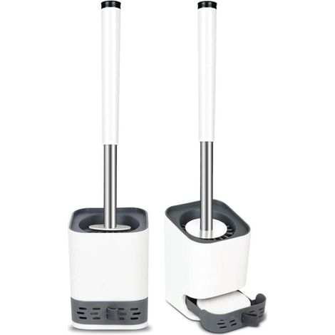 Set of 2 silicone toilet brushes for bathroom, guest toilet, wall-mounted and freestanding (1/4)