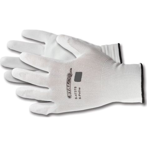 Guantes de trabajo blancos de poliamida, talla 9