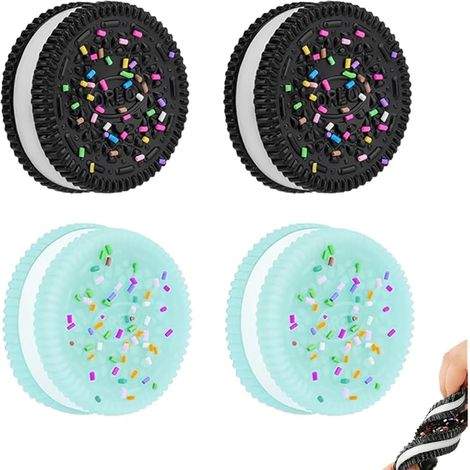 Lot De 4 Jouets Anti-Stress, Squishy À Écraser, Ultra Doux Décompression Anti-Stress En 2 Bleu + 2 Noir, 3.8Cm Longueur 1Cm Hauteur (1/5)