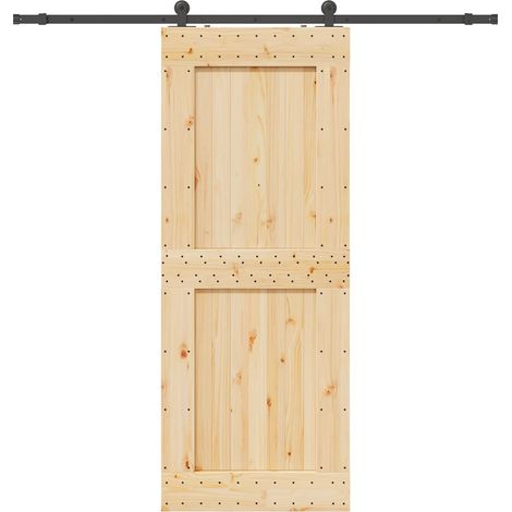 Puerta corredera con herrajes madera maciza de pino 90x210 cm vidaXL (1/5)