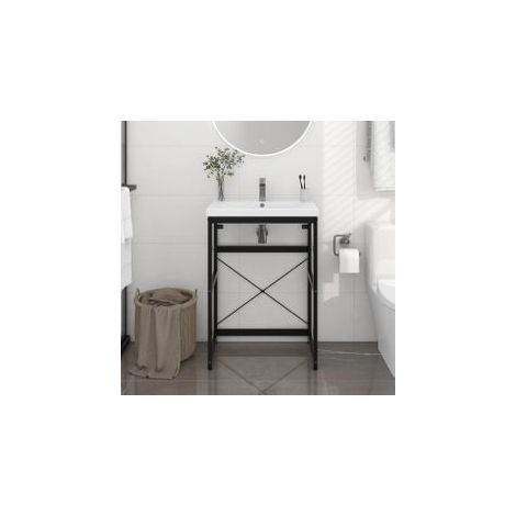 Cadre de lavabo de salle de bain Noir 59x38x83 Fer