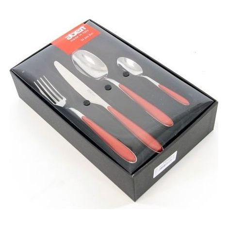 Abert MASTERC Master Set Posate 24 Pezzi 6 Persone Acciaio Inox e ABS Lavabile in Lavastoviglie colore Rosso