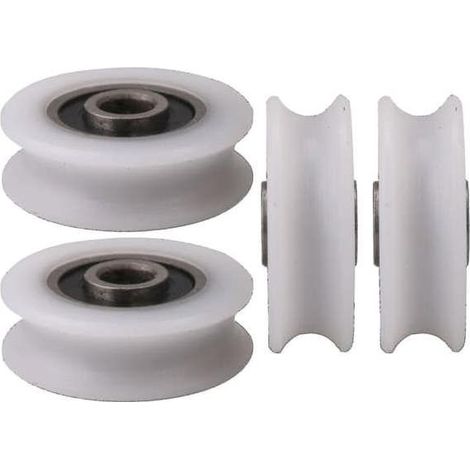 roulettes blanches en nylon à gorge en U, diamètre intérieur 6 mm, 22 x 6 x 8 mm, pour porte coulissante (1/2)