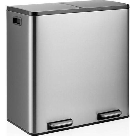 [GEBRAUCHT] B-Ware hjh OFFICE Mülleimer Abfallsammler Silber Clean 13 S Mülltrennung Behälter 2x30L (1/2)