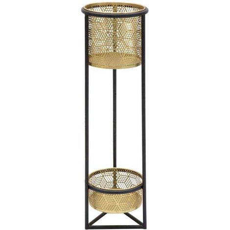 Support de plantes Mauro Ferretti Doppio métal doré noir 80 cm (1/4)