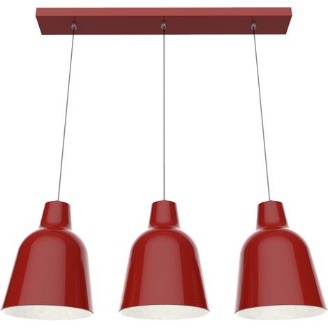 LUMICOM DONG BINARIO Sospensione, 3X E27, max 42W, metallo, rosso lucido/bianco, L.70cm