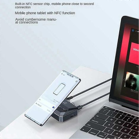 Récepteur audio Bluetooth 5.3, adaptateur sans fil de lecture de clé USB, interface RCA 2 canaux gauche/3,5 mm AUX/optique, compatible avec les kits de haut-parleurs de voiture. (1/5)
