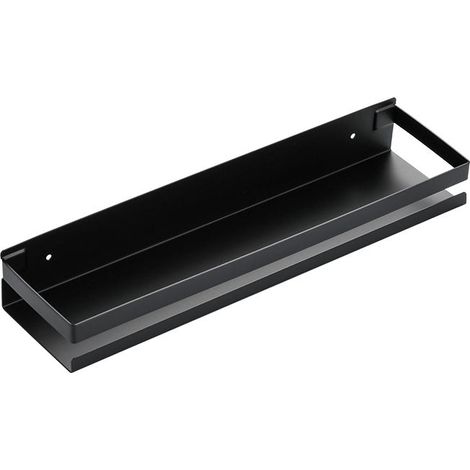 Cesta rectangular de ducha y soporte de pared de acero inoxidable negro - 40 cm (1/2)