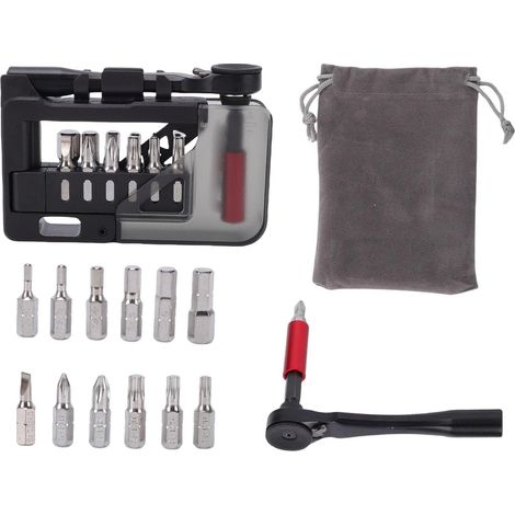 Jeu de Clés à Cliquet Vélo avec 12 Embouts, Ensemble d'Outils Reparation Velo Magnétiques Multifonctionnel pour VTT et Vélos Route - (1/5)