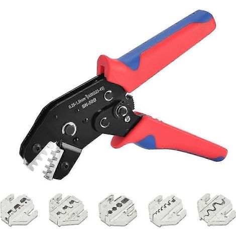 La pince à sertir pour connecteurs automobiles SN-58B est compatible avec les gaines thermorétractables, le nylon, les connecteurs non isolés et les bornes à manchon. (1/5)